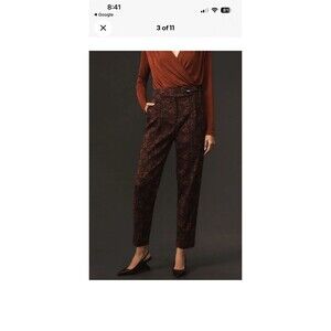 Anthropologie MAEVE Floral Jacquard HighRise Crop Trousers Sz6 Dark Academia NWT
